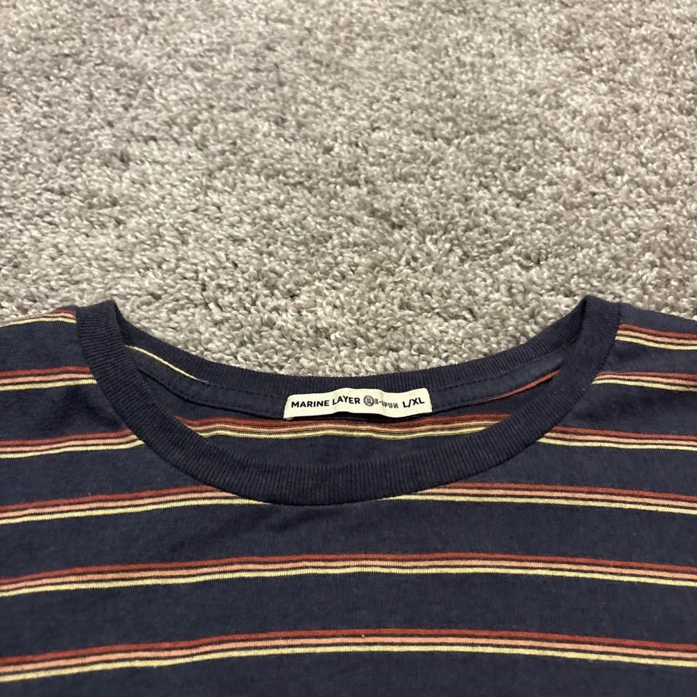 LOT OF 2 Marine Layer T Shirt Womens Size L / XL Blue Striped Short Sleeve